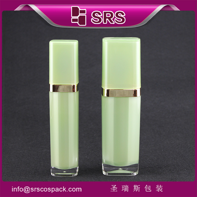 L051 30ml 60ml Green Square Acrylic Empty Luxury Lotion Plastic Bottle